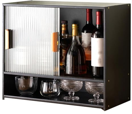 Whiskey Cabinets for Home, Liquor Cabinets, Small Kitchen Pantry Sideboard, Countertop Storage Cabinet, Glass Sliding Cabinet Door, for Dining Room, Kitchen, Living Room Furniture