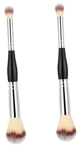 Cabilock Doppelseitiger Puderpinsel 2 Stück mit Abs und Aluminium zum Buffing und Setzen von Make Up für Tägliche Schminkanwendung bei Frauen