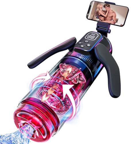 Masturbatore Uomo Automatico Sex Toys - Masturvatore Toy per Uomini Con 7 Modalità Telescopiche, Vibrazione e Aspirazione, Lingua in 3D Vagina Silicone Sexytoys, Pompa Pene Con Supporto per Cellulare