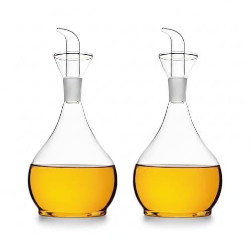 Zoha Öl- und Essigspender Glas 1000 ml Clara - Olivenöl Behälter mit Tropffreiem Ausguss, Borosilikatglas Öl Dispenser - Essig Flasche Küche, Öl Portionierer Spülmaschinenfest - 2er Set