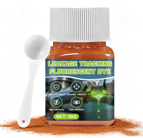 Tinte para Fugas de Agua, Fluoresceína, Tinte de Drenaje, para Piscinas,30G | Colorante Trazador Intenso para Detección de Fugas, Piscinas, SPA, Fontanería, Techos