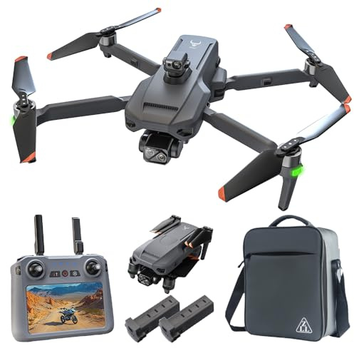 X-Verse ZLL SG909 Drohne mit Kameras 4K, Bildschirmfernsteuerung, 3 Achsen Gimbal+Repeater, RC 6km, 360d° Hindernis Vermeidung, Professionelle Faltbarer Quadcopter für Erwachsene- 2 Batterien