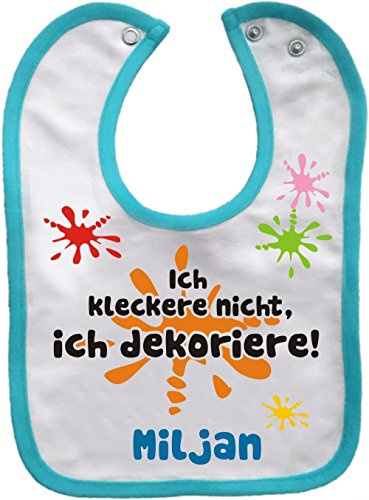 Kleiner Fratz Baby Lätzchen mit Saum personalisiert mit Namen - ICH KLECKERE NICHT, ICH DEKORIERE
