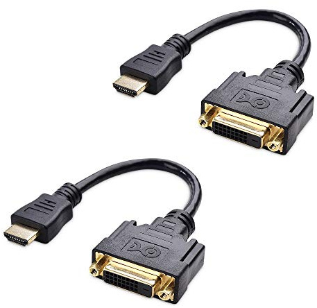 Cable Matters 2-Pack Bi-Directional HDMI to DVI Male to Female, DVI to HDMI Female to Male Cable Adapter - 5 Inches