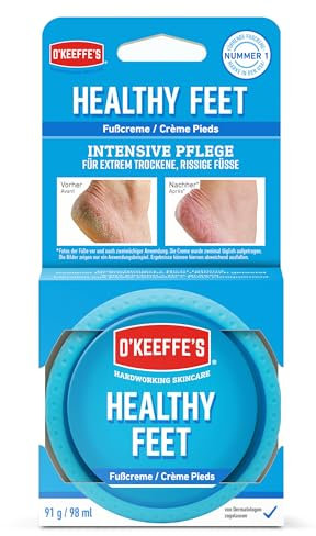 O'Keeffe's Healthy Feet, 91g - Fußcreme für Extrem Trockene, Rissige Füße | Erhöht sofort den Feuchtigkeitsgehalt, bildet eine Schutzschicht und beugt Feuchtigkeitsverlust vor