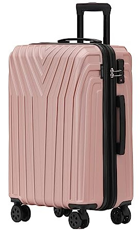 BEIBYE Kofferset Rollkoffer Koffer Hartschale,TSA Schloß, Zwillingsrollen, Erweiterung (Rosa Gold, 76 cm)