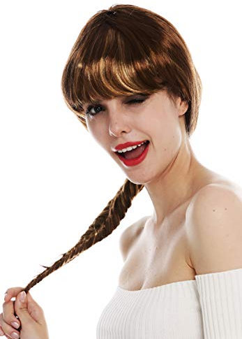 WIG ME UP - 31820-ZA8-88C Perücke Damenperücke Karneval Halloween Braun Zopf geflochten Blond gesträhnt Highlights