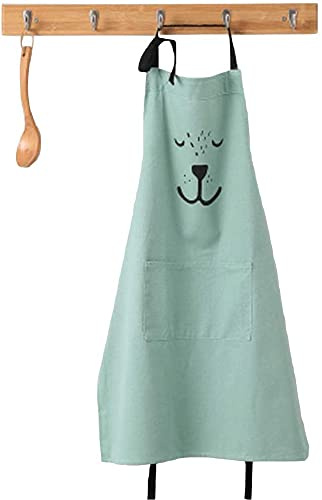 JameStyle26 Smile Schürze aus Baumwolle & Leinen Star Damen Küchenschürze Latzschürze Kochschürze mit Tasche Kochen Backen Mama Kind Look (Mint, Kind S 55x40cm)