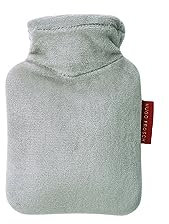 Hugo Frosch Mini-Wärmflasche 0,2l – Made in Germany – mit kuscheligem Velourbezug Grau – kleine, auslaufsichere & geruchsneutrale Bettflasche für unterwegs – mit waschbarem Bezug