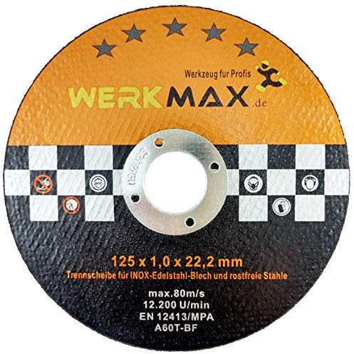 WMS Lot de 20 disques à tronçonner pour métal, 125 x 1 mm, pour fer, acier, aluminium, tôle