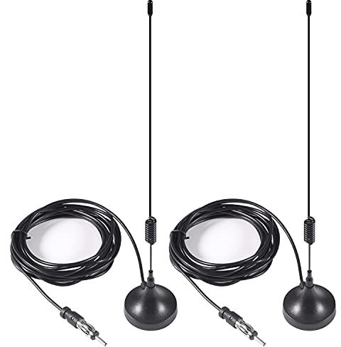 2pcs Universal Car Stereo Antenna - FM AM Radio Antenna with Magnetic Base for Vehicle, Truck, SUV, RV, Marine, Boat, Stereo Audio Radio Head Unit