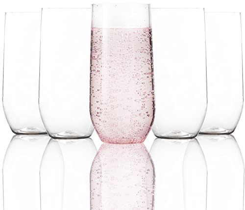 Youngever 25 Pack Shatterproof Champagne Flute (150ML), Plastic Champagne Flutes, Champagne Glasses, Recyclable Champagne Plastic Cup, Stemless, Shatterproof, Flute Glasses