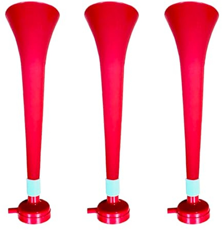 FUN FAN LINE - Pack x3 Trompettes Vuvuzela en Plastique. Accessoire pour Le Football et Les célébrations Sportives. Klaxon à air Fort pour l'animation. (Danemark/Suisse)