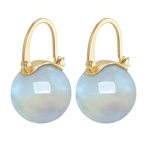 HUGE TOMATO Pendientes colgantes de perlas blancas de Akoya, elegantes pendientes de plata de ley 925 de 14 mm con cierre chapado en oro de 14 quilates para mujer