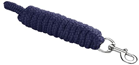Führstrick mit Panik und klassischem Haken (Karabiner) für Pferd Start Economic Nylonseil 2m Lange, Führleine, Anbindeseil Pony, Esel, Ziege (Marineblau, Karabinerhaken)
