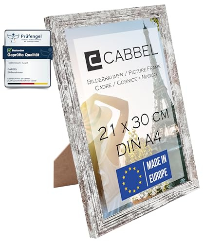 CABBEL Einzelpack (1 STK.) Bilderrahmen DIN A4 21x30 MDF Holz-Rahmen in Birke | mit bruchsicherem Plexi-Glas/Modern