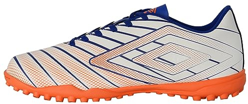 Umbro Men's Velocita Elixir League TF Turf Soccer Shoe, White/Orange/Blue, 7