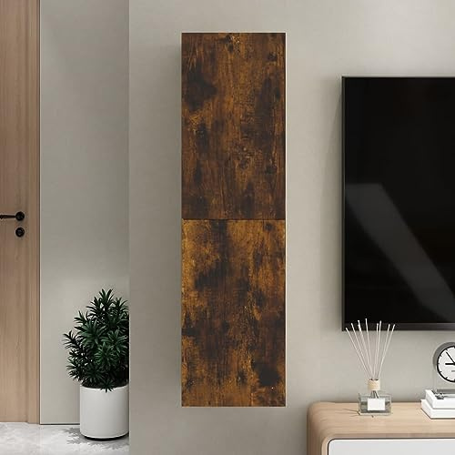 ZQQLVOO Centre de divertissement - Unité de divertissement à domicile dans le salon et la chambre à coucher - Armoire TV - Chêne fumé - 30,5 x 30 x 110 cm - Convient pour le salon et la chambre à