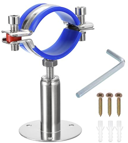 sourcing map Edelstahl Rohrschellen Verstellbare Klemme Wandhalterung Deckenhalterung Rohrband für Rohrdurchmesser 48-51mm, Blau
