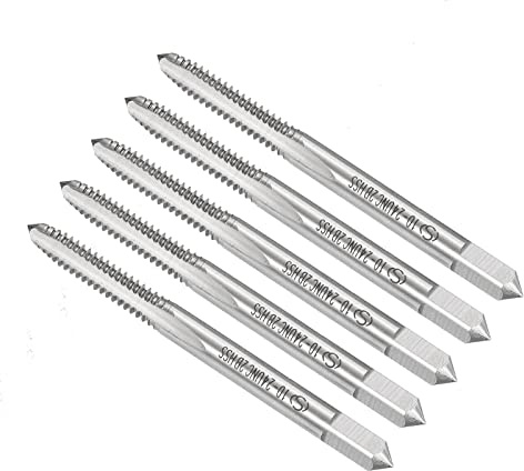 CoCud Filo Fresatura Maschi, 10#-24 UNC Filo 2B, Alta Velocità Acciaio Macchina 3 Dritto Scanalatura Vite Foratura Strumento per Perforazione Macchina, 5-Pezzi