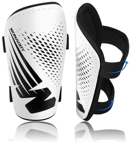 Schienbeinschoner Kinder Fussball Shin Pads - Fußball Ausstattung Mit Verstellbarem Klettverschluss- Leicht Langlebig rutschfest Aeeignet für Jungen und Mädchen im Alter von 2 bis 18 Jahren - Weiß M