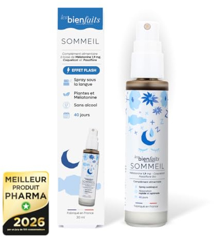 SPRAY SOMMEIL MELATONINE 1,9mg | Endormissement rapide | Lutte contre les insomnies & Réveil Nocturne | Gout Fruits Rouges | Passiflore et Mélisse | Sans sucre & sans alcool | 40 nuits (Lot de 2)