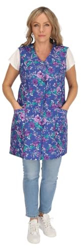 Schuerzenfabrik 7/8 casacca cotone colorato grembiule corto senza maniche grembiule da cucina, Blu scuro, 50