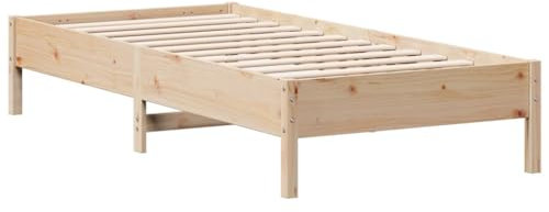 vidaXL Massivholzbett, Holzbett Bett für Schlafzimmer, Bettgestell Bettrahmen mit Lattenrost, Einzelbett Schlafzimmerbett, 100x200cm Kiefer