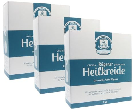 Original Rügener Dreikronen Heilkreide Pulver 3x2 kg – Basische Schlämmkreide Kreidepulver für die Pflege – Vegan