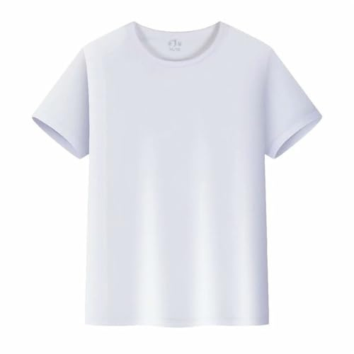T-Shirt Manches Courtes pour Enfants Tops Chemises Col Rond Mode Loisirs Thin Hauts pour Été Automne Couleurs Solides Tee Shirt Pull pour Garçon et Fille (White, 7-8 Years)