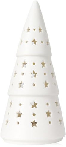 yeerockal Sapin de Noël en Céramique Blanche Avec éclairage LED (piles LR44 incluses)