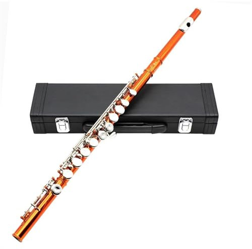 Flöte 16 Löcher CloseFlute C-Tastenflöte Orange Cupronickel Konzert-Querflöte Instrument Mit E-Taste Zubehör