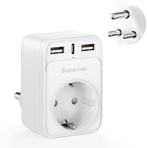 Reiseadapter Südafrika Adapter Deutschland Stecker Typ M Steckdosenadapter | 4 in 1 Adapter mit 2 USB A 1 USB C mit 1 Schuko AC Steckdosenadapter für Südafrika Swaziland Lesotho Bhutan Namibia Botswana