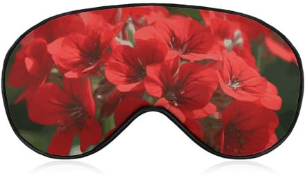 Red Geraniums Sleep Mask Soft Comfortable Eye Mask with Adjustable Strap Eye Cover Eye Shade for Men Women Work Travel