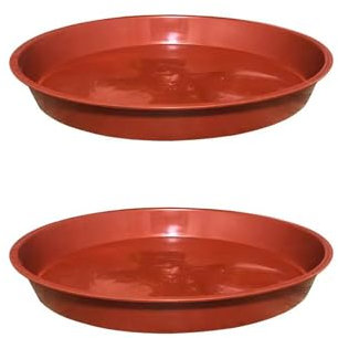 Aoktorkit 2 PCS Red Plant Pot Saucers, 25cm Plastic Plant Saucer, Flower Pot Drip Trays for Indoor Outdoor Garden