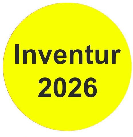 Inventuretiketten, Inventuraufkleber Inventur 2026 - Durchmesser 50 mm - 1000 Stück (Leuchtgelb)