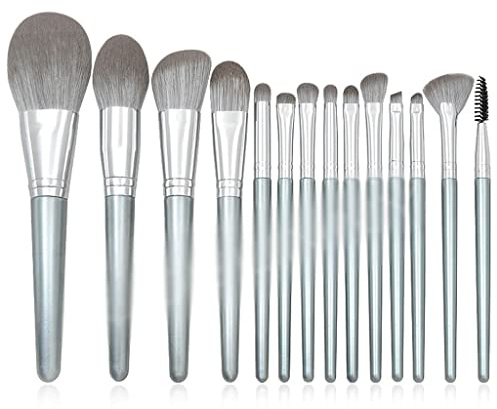 DYHWAC 14 Set di pennelli for Trucco con Manico in Legno Pennello for Cipria Pennello for Sopracciglia for ombretti