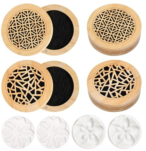 PORFOYO 4 Stück Duftsteine für Ätherische Öle, Diffuser mit Blumenmuster, für Auto, Schlafzimmer, Wohnzimmer und Spa