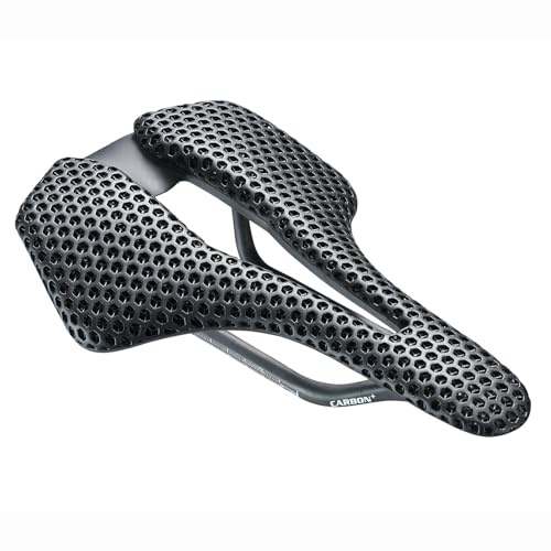 URTOPIA 3D Printed Bike Saddle, 5.5oz Ultra-Light Road Bike Seat with Full Carbon Fiber Shell, Comfortable, Breathable, Shock Absorbing, Ideal for MTB BMX Gravel Bicycle (D009)