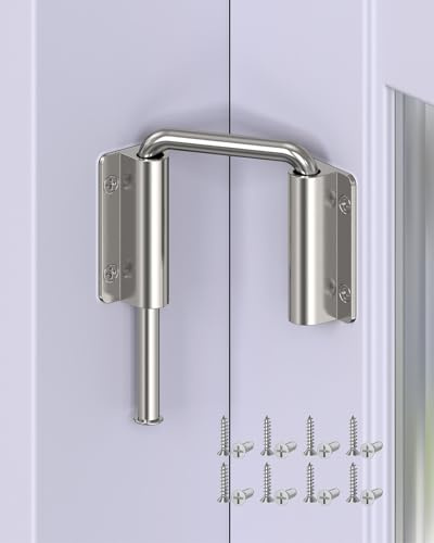 Anobeyi Sliding Door Loop Lock，90/180 Degree Patio U-Bolt Locks, Silver 1Pc | 2-3/8 Aluminum Alloy Door Latch, Sliding Barn Door Hardware Fits Fence, Shed, Closet, Patio Doors for Home Safety