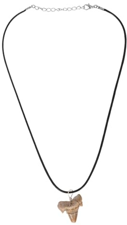 Cabilock Haizahn Kette Anhänger aus Robustem Material Verstellbare Halskette für Herren Modischer Charms Anhänger im Surferstil Hai Zahn mit Lederband Langlebiger Schmuck für Outdoor und