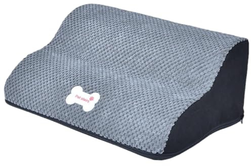 Pesoncarl Hundramp 40 x 25 x 25 cm 2-steg 30° benmönster hundtrappor avtagbar tvättbar halkfri svampad kattramp för hemmet