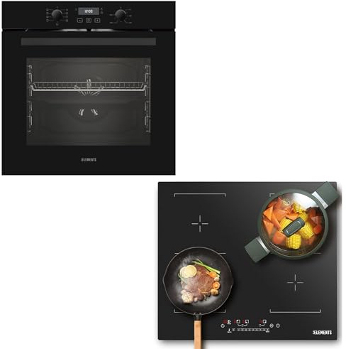 Herdset | 60cm Einbaubackofen | 59cm Induktionskochfeld | Induktionskochfeld kratzfest (Anti scratch) | Grill | Heißluft | AQUA CLEAN | 9 x Funktionen | Kindersicherung