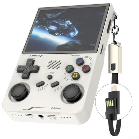Aprilsunnyzone Console di gioco portatile retrò 15000 Plus giochi classici integrati schermo IPS HD da 3,5 pollici portatile divertente RK3326 CPU Open Source Type-C OTG 5 colori per viaggi (bianco)