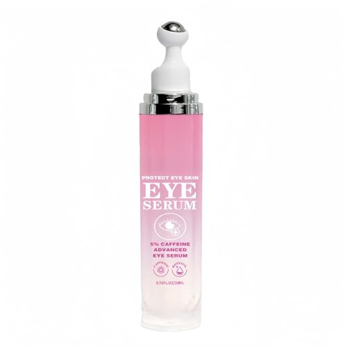 Crème Contour des Yeux à 5% de Caféine et Rétinol, Sérum Traitant avec Bille de Massage 360° pour Cernes, Rides et Ridules