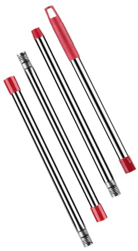 IDEANATEGRATE Manico Rotante per Scopa di Ricambio 4 Sezioni in Plastica e Acciaio Inox, Asta Sostitutiva per Scope e Mop Installazione Senza Attrezzi, Accessorio per Pulizia Pavimenti Casa