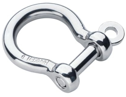 HARKEN Bow Shackle 8mm 316 Stainless Steel Forged Shackle with Screw Pin, Polished Finish, Wide Bow Design for Multidirectional Marine and Rigging Applications