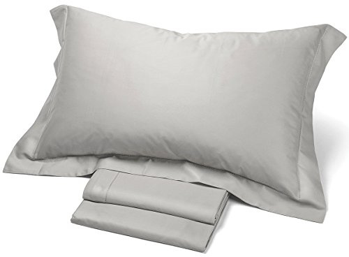 Corredo Italiano Satin® - completo lenzuola matrimoniale tinta unita in raso di puro cotone con O.G (Perla)