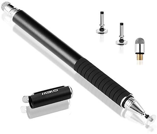 MEKO 2-in-1 Penna di Precisione per Touch Screen con 3 Punte Sostituibili Pennino Capacitivo per iPad, Tablet, iPhone, Smartphone, Samsung Galaxy Note/Tab - Nero