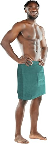 normani Saunakilt Saunatuch für Herren 100% Bio Baumwolle mit praktischem Schnellverschluss Oeko-Tex® 100 Petrol OneSize